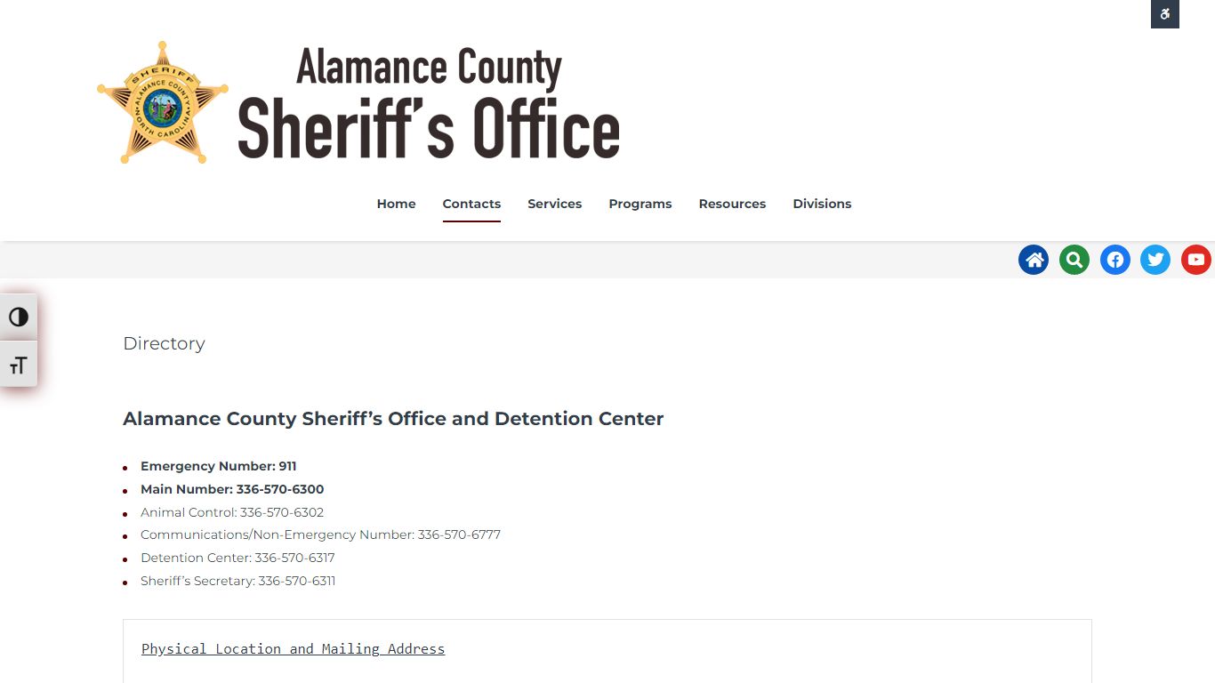 Directory – Sheriff's Office - Alamance County